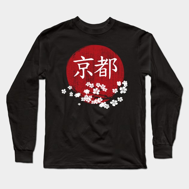 Kyoto City Japan Vintage Long Sleeve T-Shirt by Designkix